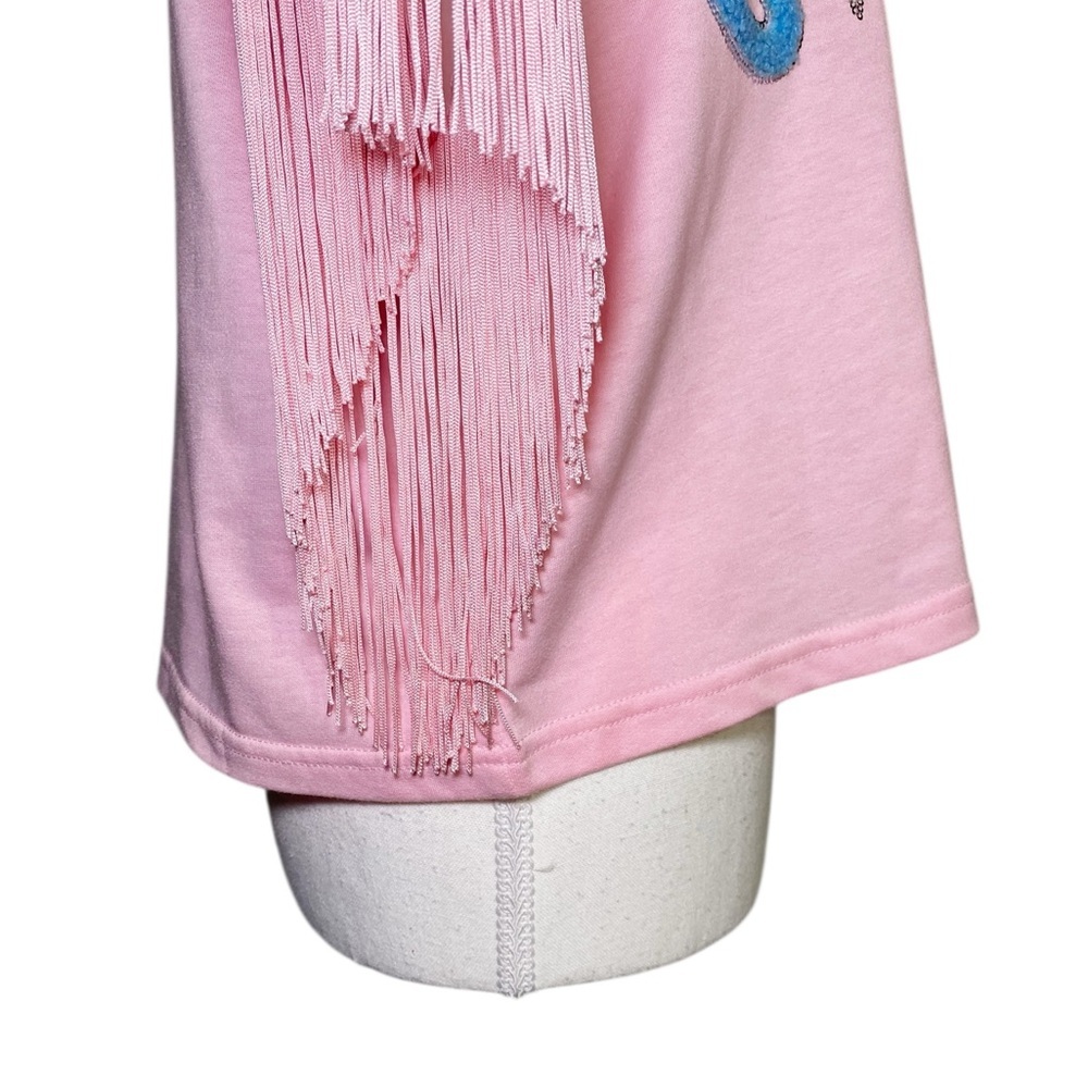 Main Strip Pink Cowgirl Fringe Cropped Top - Picture 6 of 13